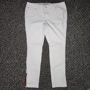 Slink Jeans Womens 16 Skinny Curvy Jeans w/ Zipper Hems White